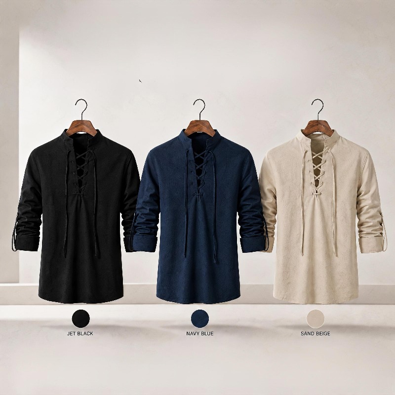 Kemeja Lengan Panjang dengan K - Medieval Gothic Lace Up Pirate Shirt ulasan dan harga