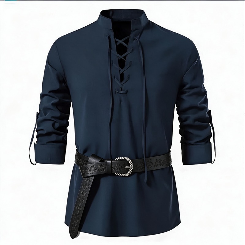 Kemeja Lengan Panjang dengan K - Medieval Gothic Lace Up Pirate Shirt ulasan dan harga