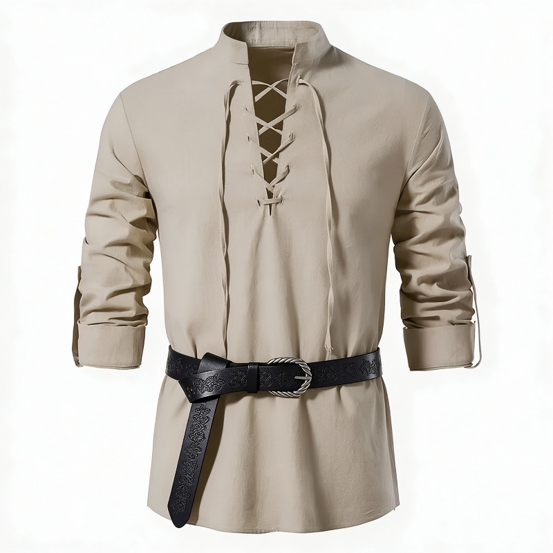 Kemeja Lengan Panjang dengan K - Medieval Gothic Lace Up Pirate Shirt ulasan dan harga