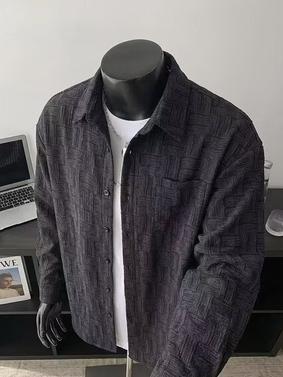 Kemeja kasual lengan panjang b - Corduroy Button Up Shirt Men ulasan dan harga