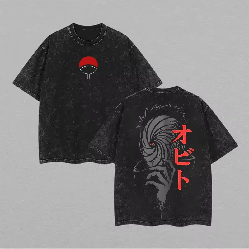 Kaus Naruto Obito Uchiha Maske - Acid Wash Vintage Graphic T Shirt ulasan dan harga