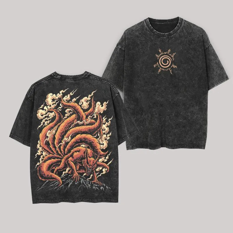 Kaos Kurama Kyuubi Naruto Vint - Acid Wash Vintage Graphic T Shirt ulasan dan harga